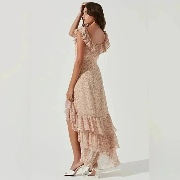 NWOT ASTR THE LABEL MAGNOLIA FLORAL RUFFLE HI-LO MAXI DRESS S - Picture 3 of 10